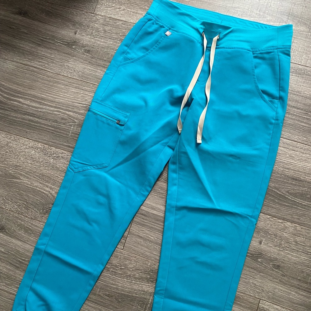 Teal color figs joggers scrub pants